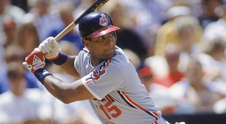 1990: Catcher Sandy Alomar Jr. #15 of the Cleveland Indians readies for the pitch during an MLB game during the 1990 season. (Photo by Stephen Dunn/Getty Images) 1990: Catcher Sandy Alomar Jr. #15 of the Cleveland Indians readies for the pitch during an MLB game during the 1990 season. (Photo by Stephen Dunn/Getty Images)